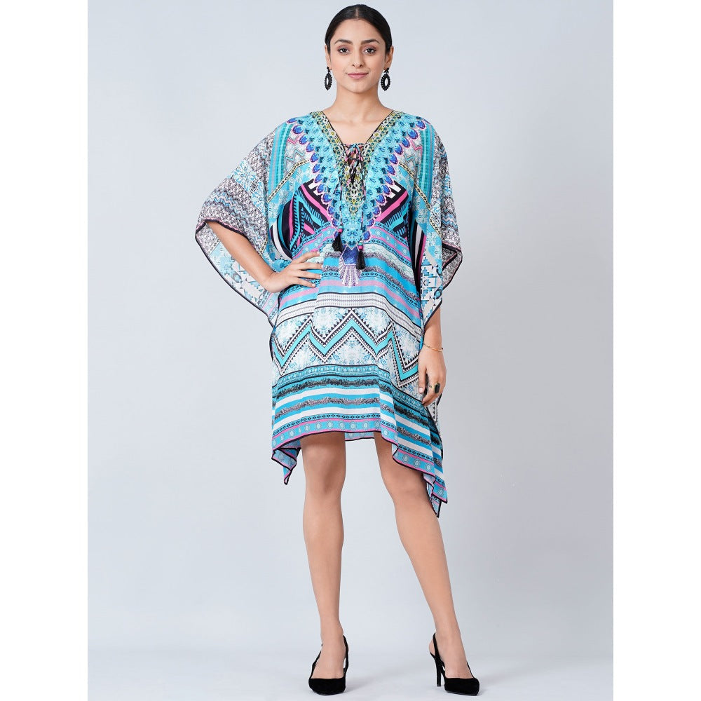 First Resort by Ramola Bachchan Blue Geometric Kaftan Tunic