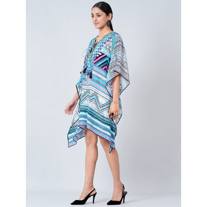 First Resort by Ramola Bachchan Blue Geometric Kaftan Tunic