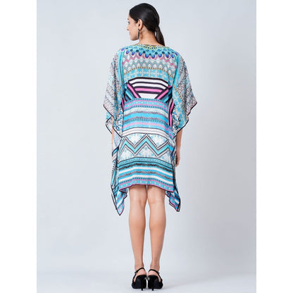 First Resort by Ramola Bachchan Blue Geometric Kaftan Tunic