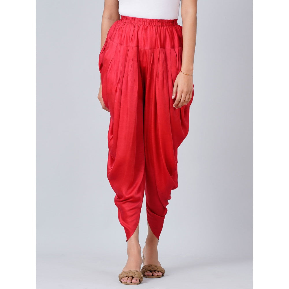 First Resort by Ramola Bachchan Red Dhoti Pants