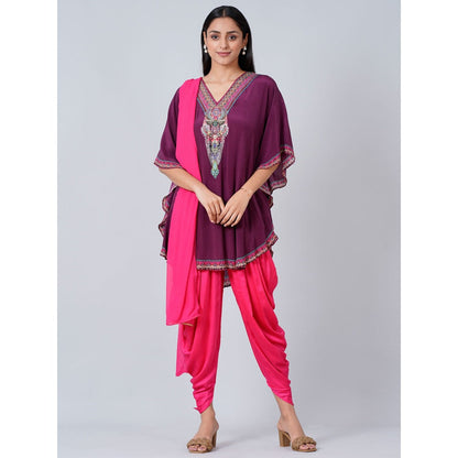 First Resort by Ramola Bachchan Silk Embellished Tunic with Dhoti Pants and Dupatta (Set of 3)
