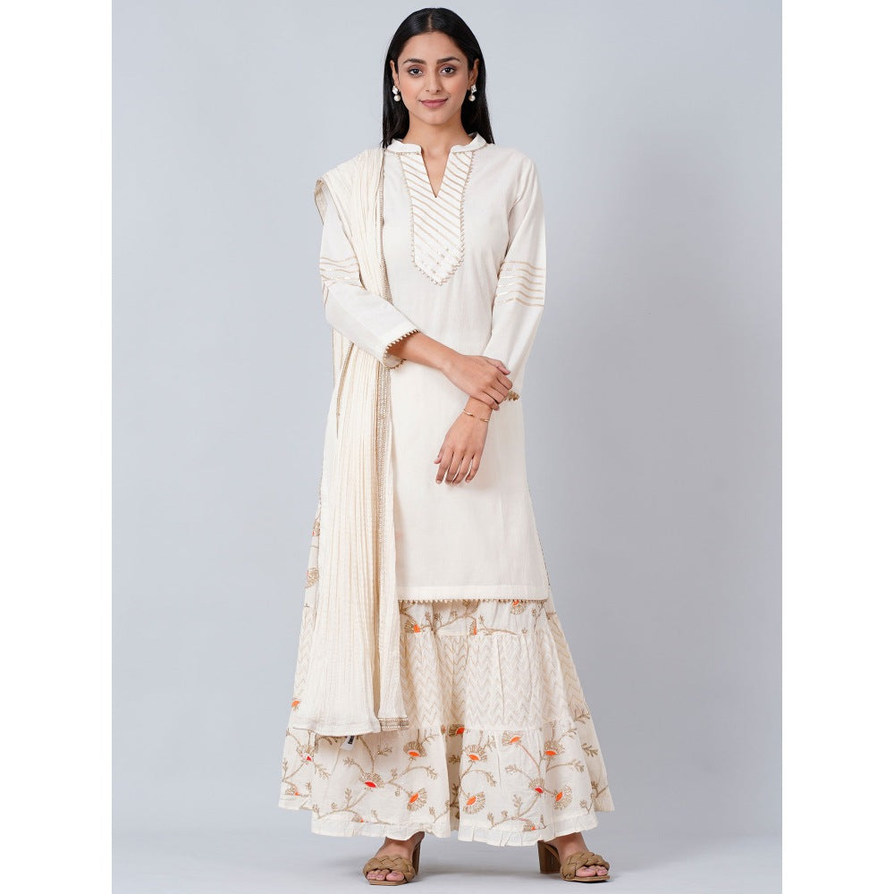 First Resort by Ramola Bachchan Ivory Gota-Patti Sharara Suit (Set of 3)