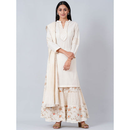 First Resort by Ramola Bachchan Ivory Gota-Patti Sharara Suit (Set of 3)