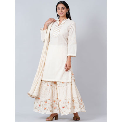 First Resort by Ramola Bachchan Ivory Gota-Patti Sharara Suit (Set of 3)