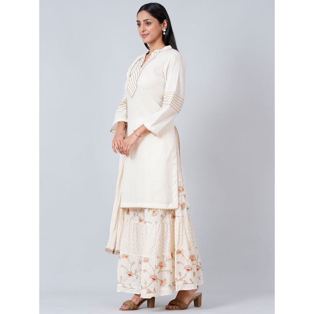 First Resort by Ramola Bachchan Ivory Gota-Patti Sharara Suit (Set of 3)