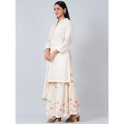 First Resort by Ramola Bachchan Ivory Gota-Patti Sharara Suit (Set of 3)