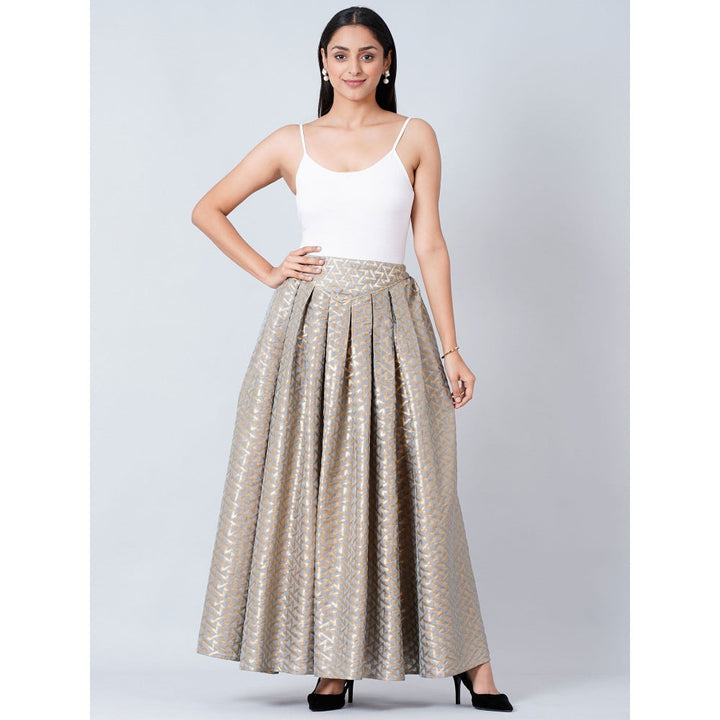 First Resort by Ramola Bachchan Grey Brocade Skirt