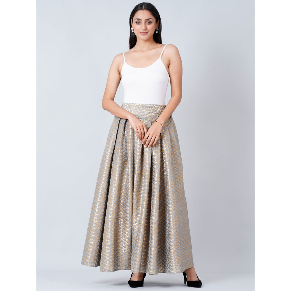 First Resort by Ramola Bachchan Grey Brocade Skirt