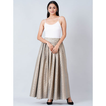 First Resort by Ramola Bachchan Grey Brocade Skirt