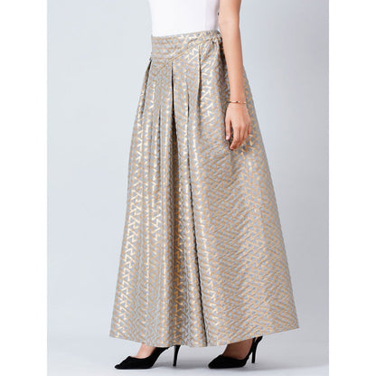 First Resort by Ramola Bachchan Grey Brocade Skirt