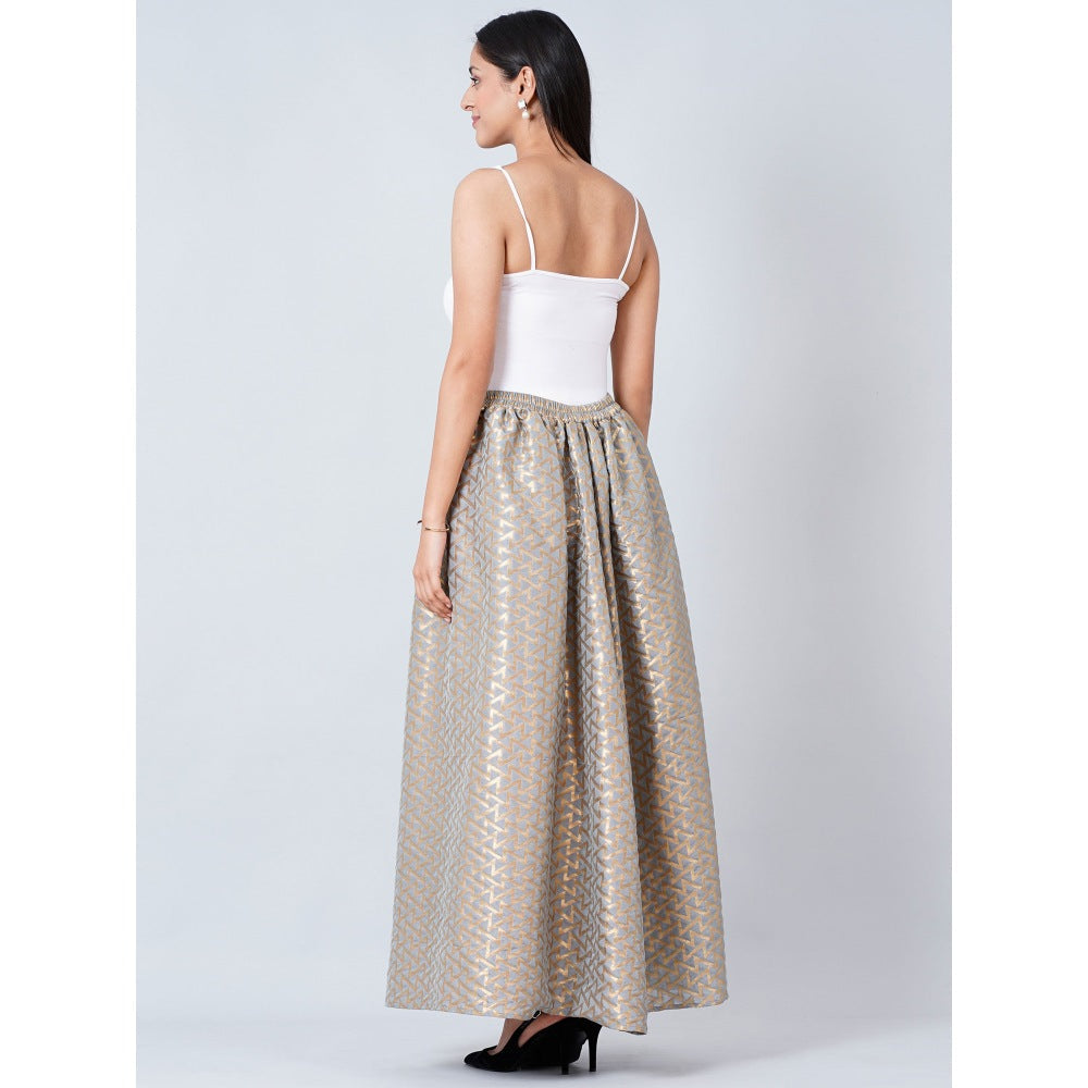 First Resort by Ramola Bachchan Grey Brocade Skirt