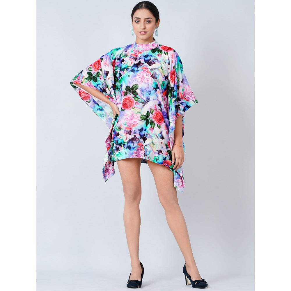 First Resort by Ramola Bachchan Multi-Color Crystal Studded Floral Silk Velvet Tunic