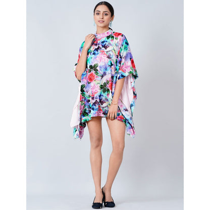 First Resort by Ramola Bachchan Multi-Color Crystal Studded Floral Silk Velvet Tunic