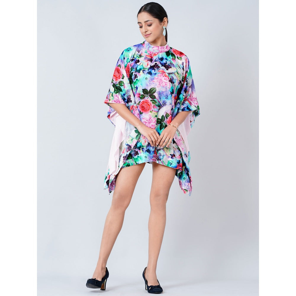 First Resort by Ramola Bachchan Multi-Color Crystal Studded Floral Silk Velvet Tunic