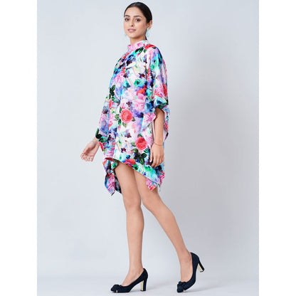 First Resort by Ramola Bachchan Multi-Color Crystal Studded Floral Silk Velvet Tunic