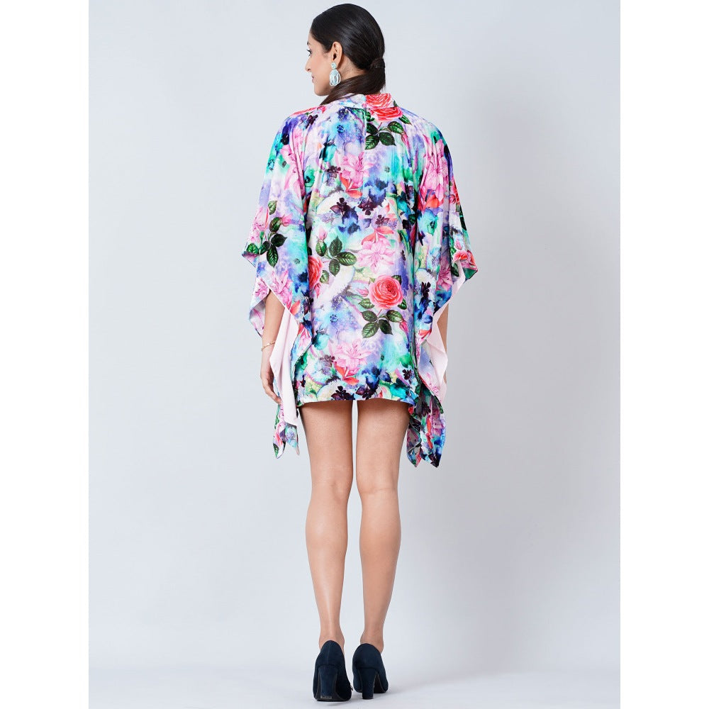 First Resort by Ramola Bachchan Multi-Color Crystal Studded Floral Silk Velvet Tunic