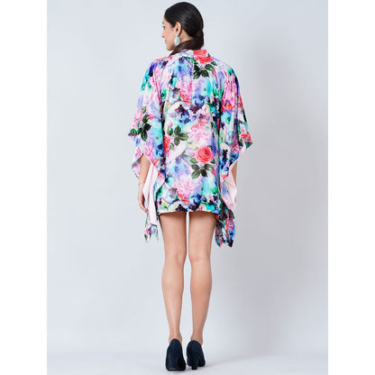 First Resort by Ramola Bachchan Multi-Color Crystal Studded Floral Silk Velvet Tunic