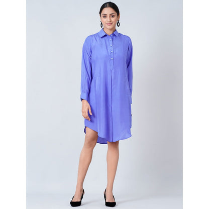 First Resort by Ramola Bachchan Blue Silk Shirt Dress