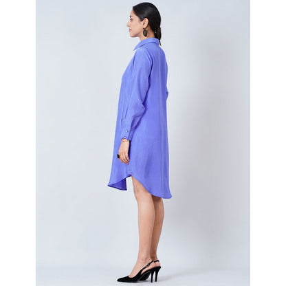 First Resort by Ramola Bachchan Blue Silk Shirt Dress
