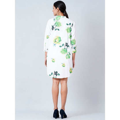 First Resort by Ramola Bachchan White Floral Shirt Dress