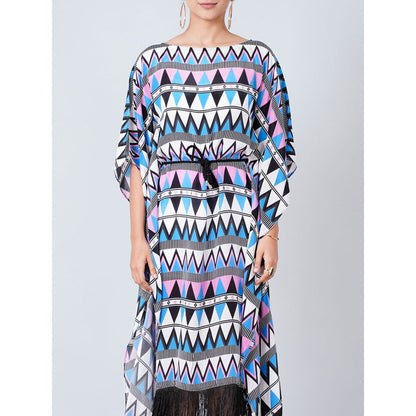 First Resort by Ramola Bachchan Blue and Pink Aztec Poncho Dress (Set of 2)