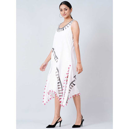 First Resort by Ramola Bachchan White A-Line Tassel Dress