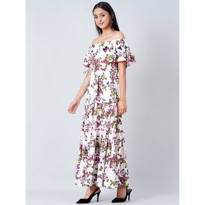 First Resort by Ramola Bachchan White Maxi Ruffle Dress