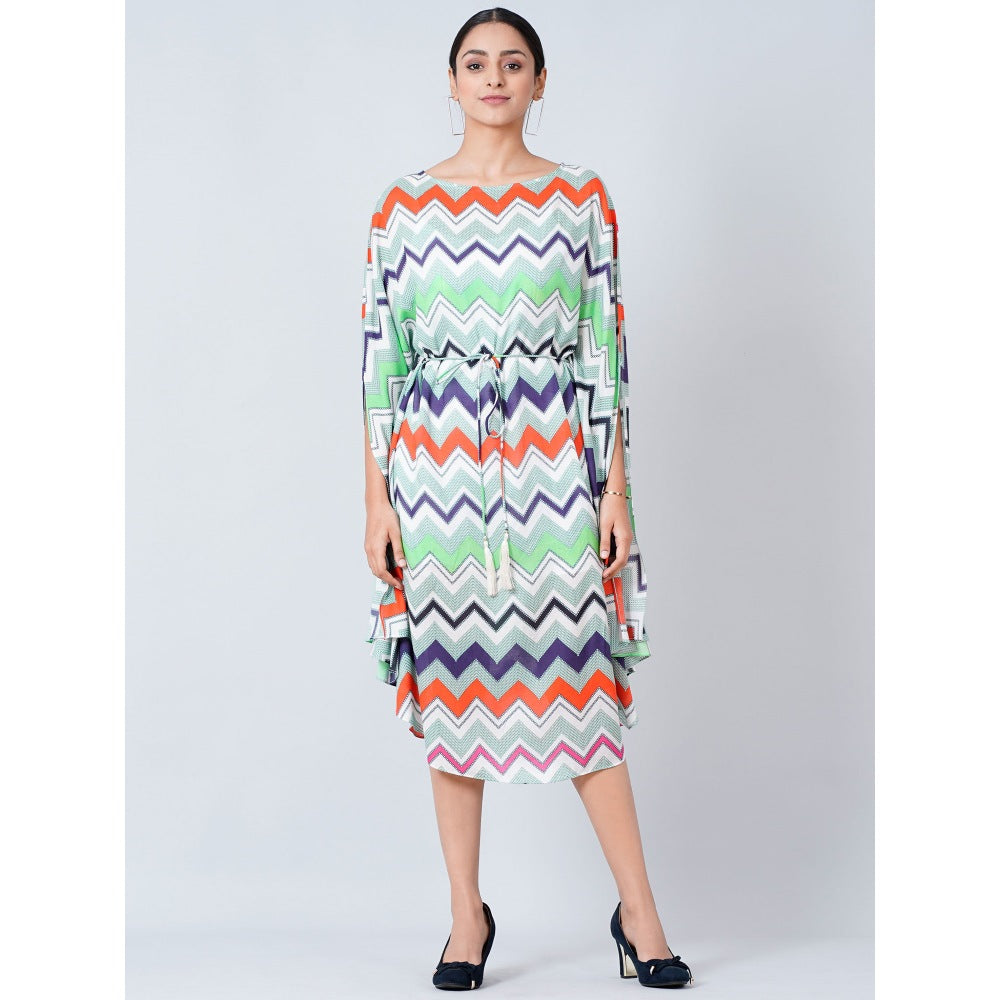 First Resort by Ramola Bachchan Blue and Orange Chevron Long Dress (Set of 2)