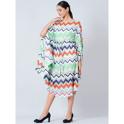 First Resort by Ramola Bachchan Blue and Orange Chevron Long Dress (Set of 2)