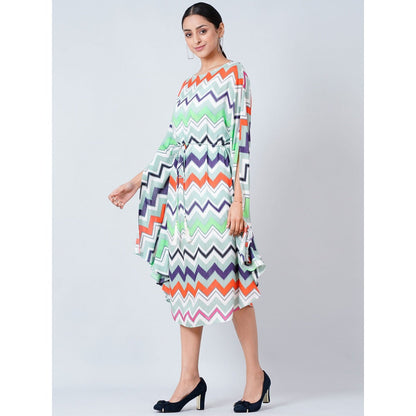 First Resort by Ramola Bachchan Blue and Orange Chevron Long Dress (Set of 2)