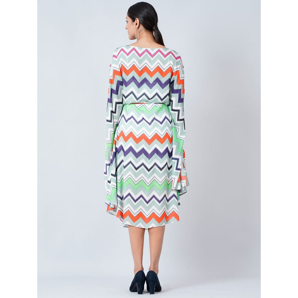 First Resort by Ramola Bachchan Blue and Orange Chevron Long Dress (Set of 2)