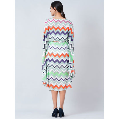 First Resort by Ramola Bachchan Blue and Orange Chevron Long Dress (Set of 2)