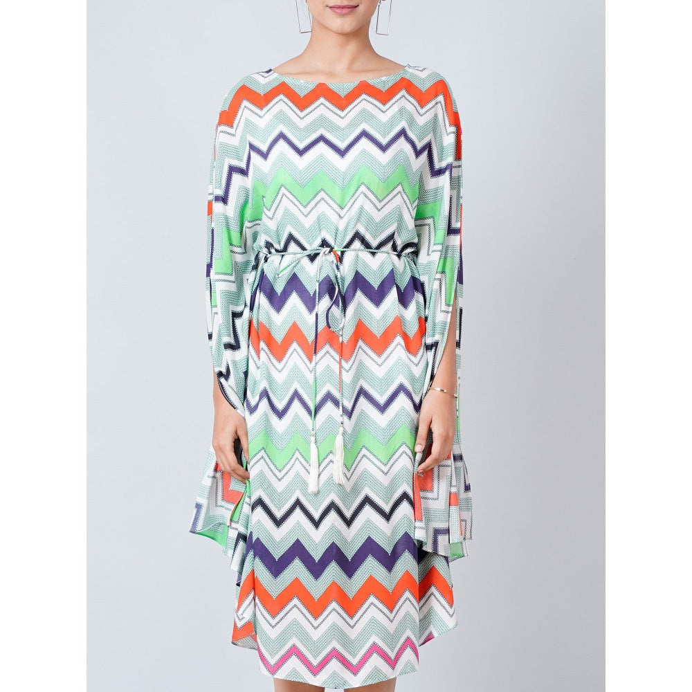 First Resort by Ramola Bachchan Blue and Orange Chevron Long Dress (Set of 2)