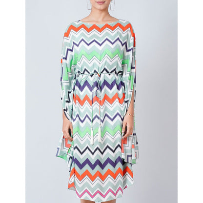 First Resort by Ramola Bachchan Blue and Orange Chevron Long Dress (Set of 2)