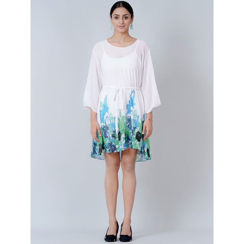 First Resort by Ramola Bachchan White Floral Dress (Set of 2)