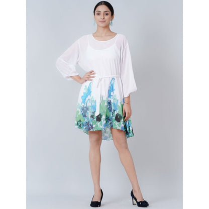 First Resort by Ramola Bachchan White Floral Dress (Set of 2)