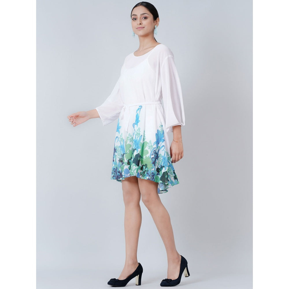 First Resort by Ramola Bachchan White Floral Dress (Set of 2)
