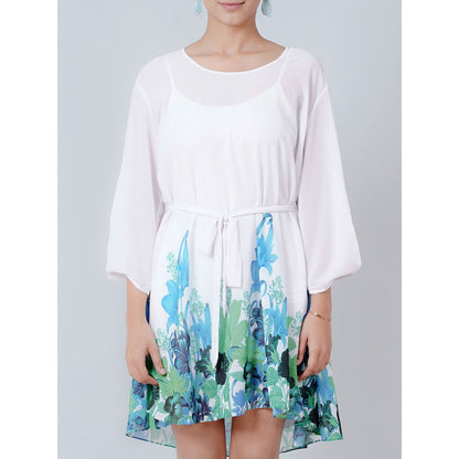 First Resort by Ramola Bachchan White Floral Dress (Set of 2)