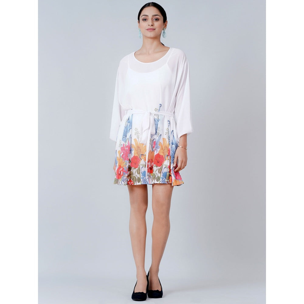 First Resort by Ramola Bachchan White Floral Dress (Set of 2)