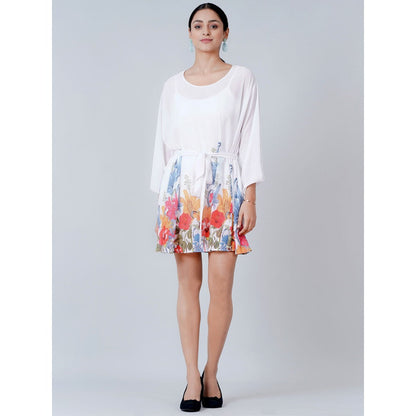 First Resort by Ramola Bachchan White Floral Dress (Set of 2)