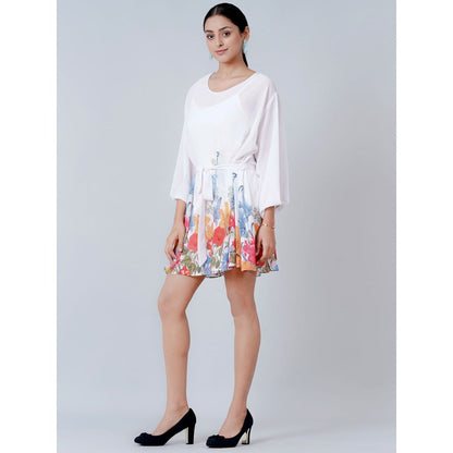 First Resort by Ramola Bachchan White Floral Dress (Set of 2)
