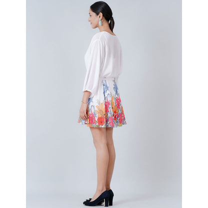 First Resort by Ramola Bachchan White Floral Dress (Set of 2)