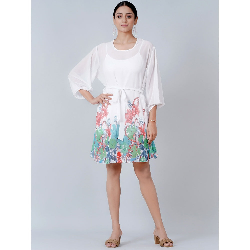 First Resort by Ramola Bachchan Redwood and White Floral Dress (Set of 2)