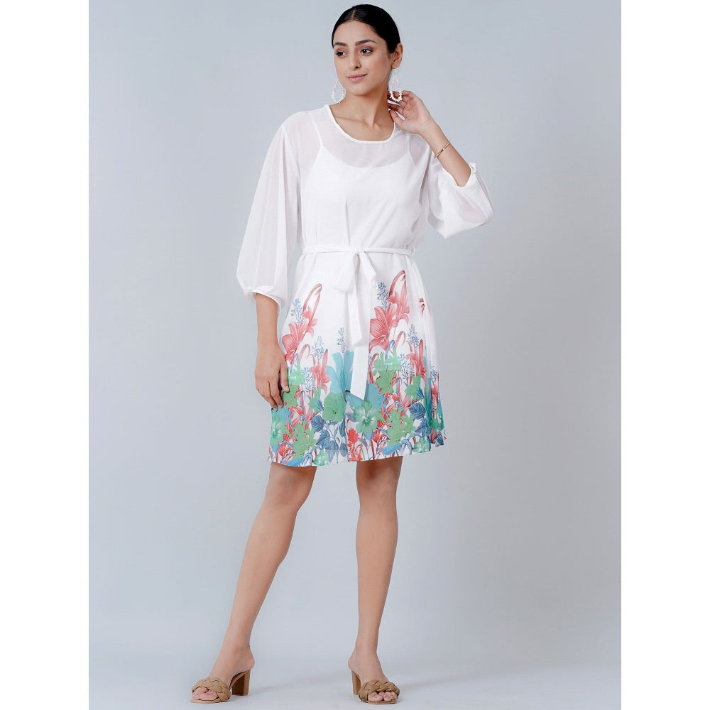 First Resort by Ramola Bachchan Redwood and White Floral Dress (Set of 2)