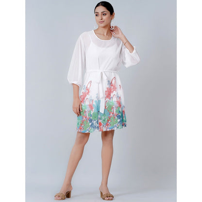 First Resort by Ramola Bachchan Redwood and White Floral Dress (Set of 2)