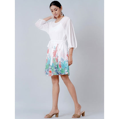 First Resort by Ramola Bachchan Redwood and White Floral Dress (Set of 2)