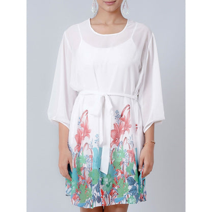 First Resort by Ramola Bachchan Redwood and White Floral Dress (Set of 2)