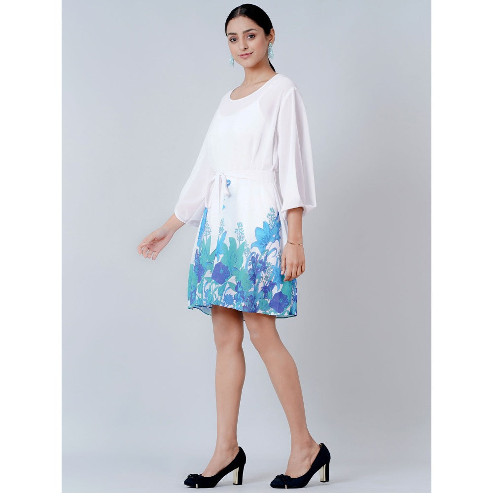 First Resort by Ramola Bachchan White Floral Dress (Set of 2)