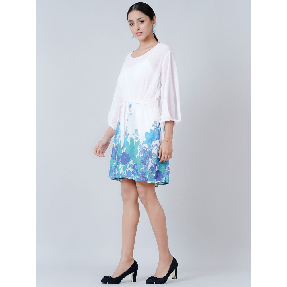 First Resort by Ramola Bachchan White Floral Dress (Set of 2)