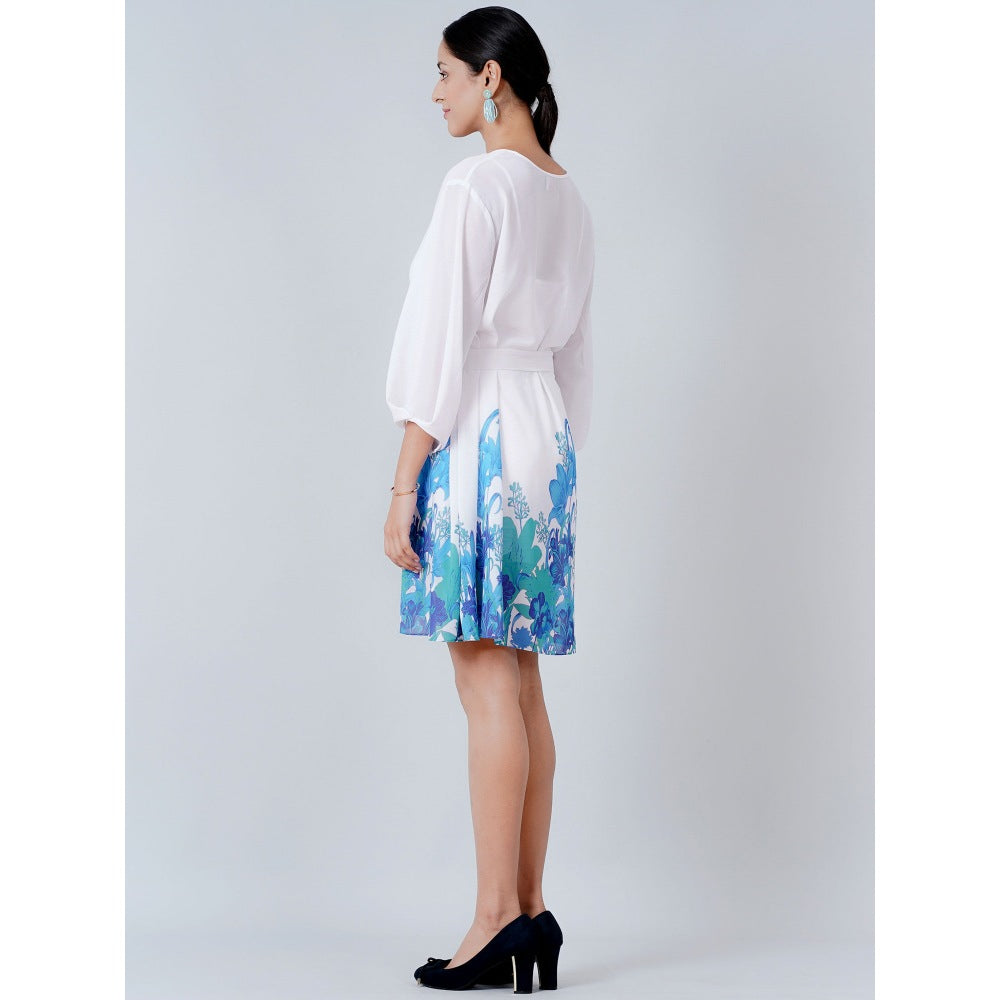 First Resort by Ramola Bachchan White Floral Dress (Set of 2)